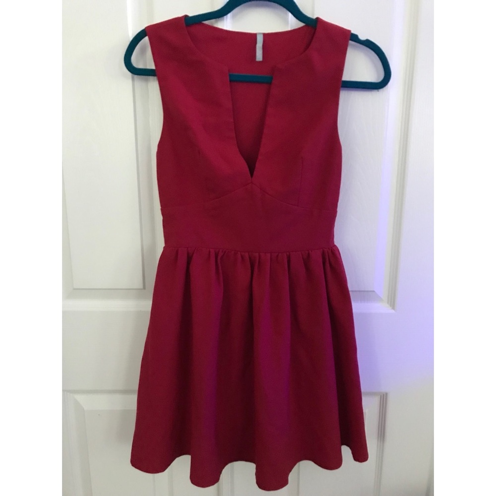 Deep Red Vneck Dress